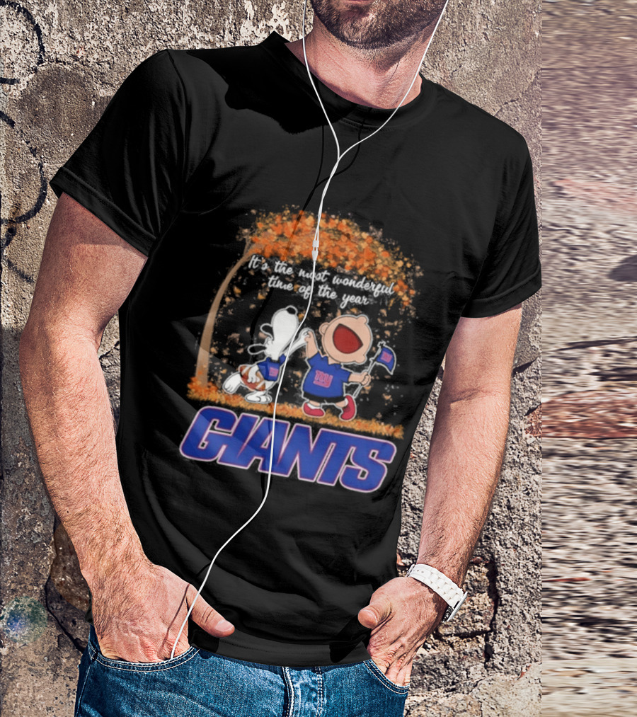 New York Giants Snoopy Charlie Brown 2026 Most Wonderful Time T-Shirt
