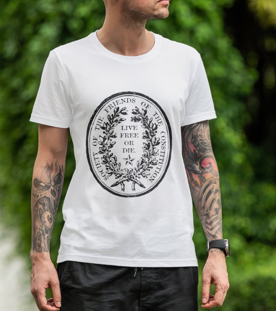 Society Of The Friends Of The Constitution Live Free Or Die Star Wreath T-Shirt