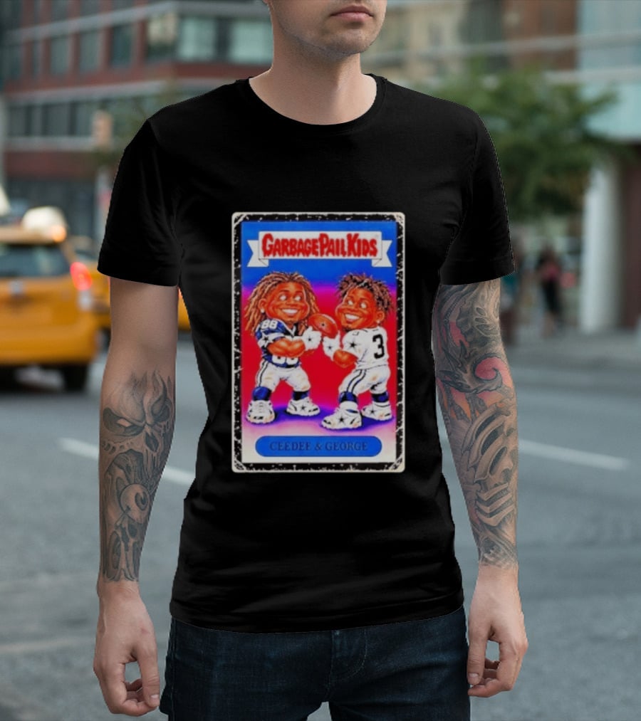 Garbage Pail Kids CeeDee George Cowboys Steelers Football Card Characters T-Shirt