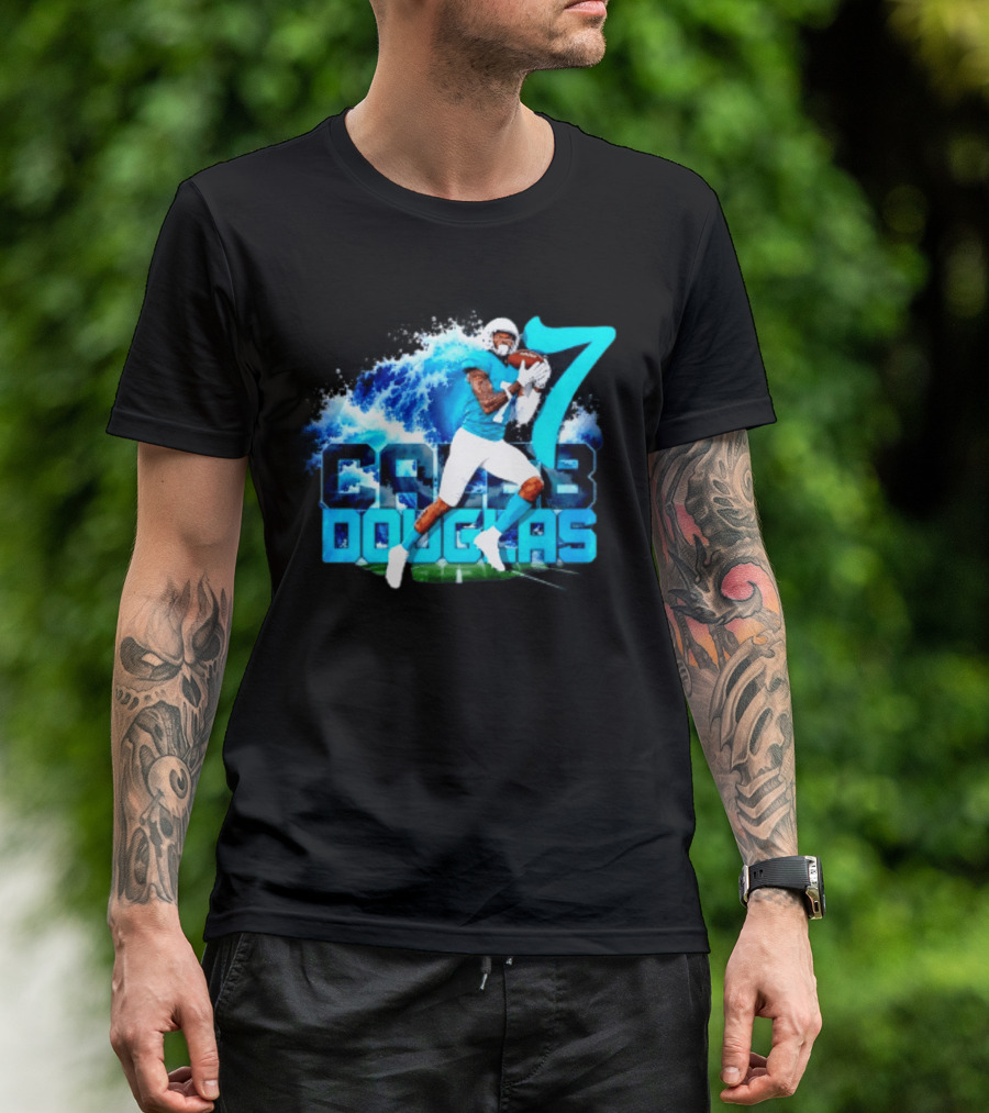 Caleb Douglas Miami Dolphins Tidal Wave Football Player Number 7 T-Shirt