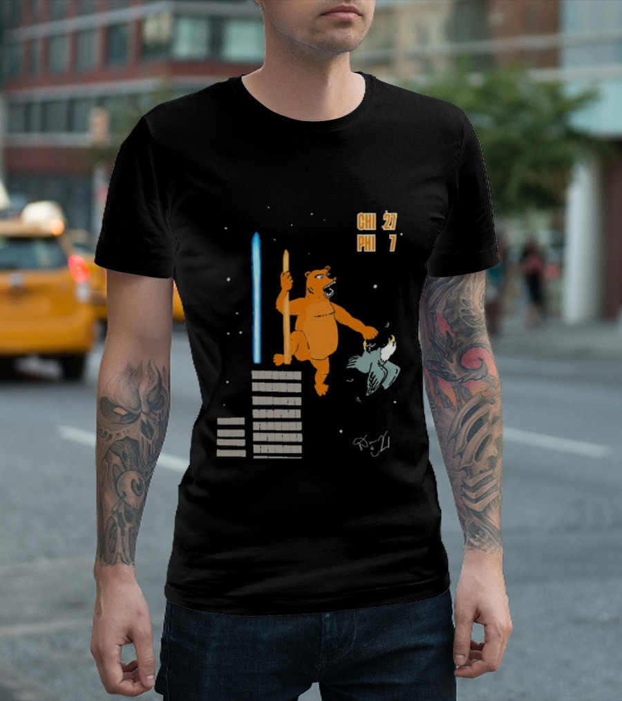 CHI 27 PHI 7 Cartoon Bears Vs Eagles Star Wars T-Shirt