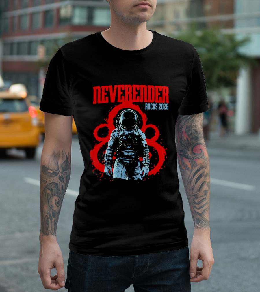 Neverender Rocks 2026 Astronaut Coheed Cambria Red Circles T-Shirt