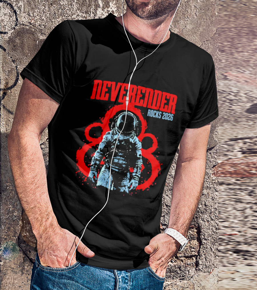 Neverender Rocks 2026 Astronaut Coheed Cambria Red Circles T-Shirt