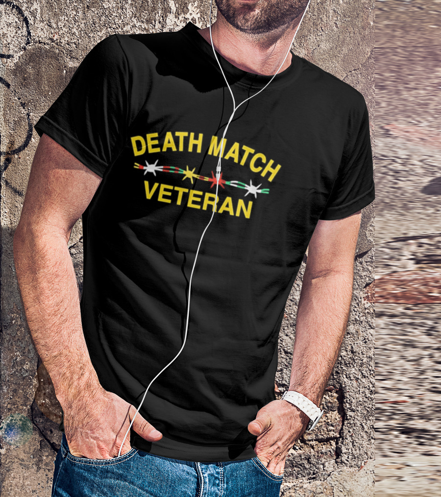 DEATH MATCH VETERAN Gold Stars Red White Green T-Shirt
