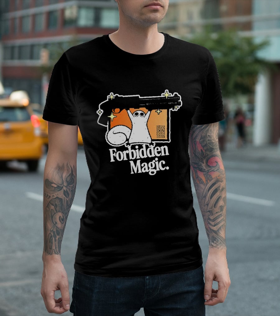 Forbidden Magic Ghost With Shotgun And Sparkles T-Shirt