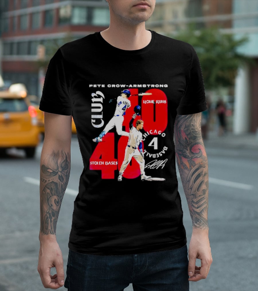 Pete Crow Armstrong Chicago Cubs 40 Home Runs 40 Stolen Bases Club Grunge T-Shirt