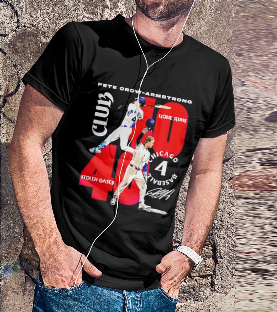 Pete Crow Armstrong Chicago Cubs 40 Home Runs 40 Stolen Bases Club Grunge T-Shirt