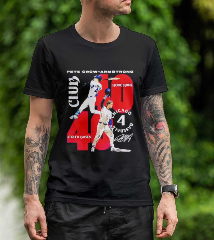 Pete Crow Armstrong Chicago Cubs 40 Home Runs 40 Stolen Bases Club Grunge T-Shirt