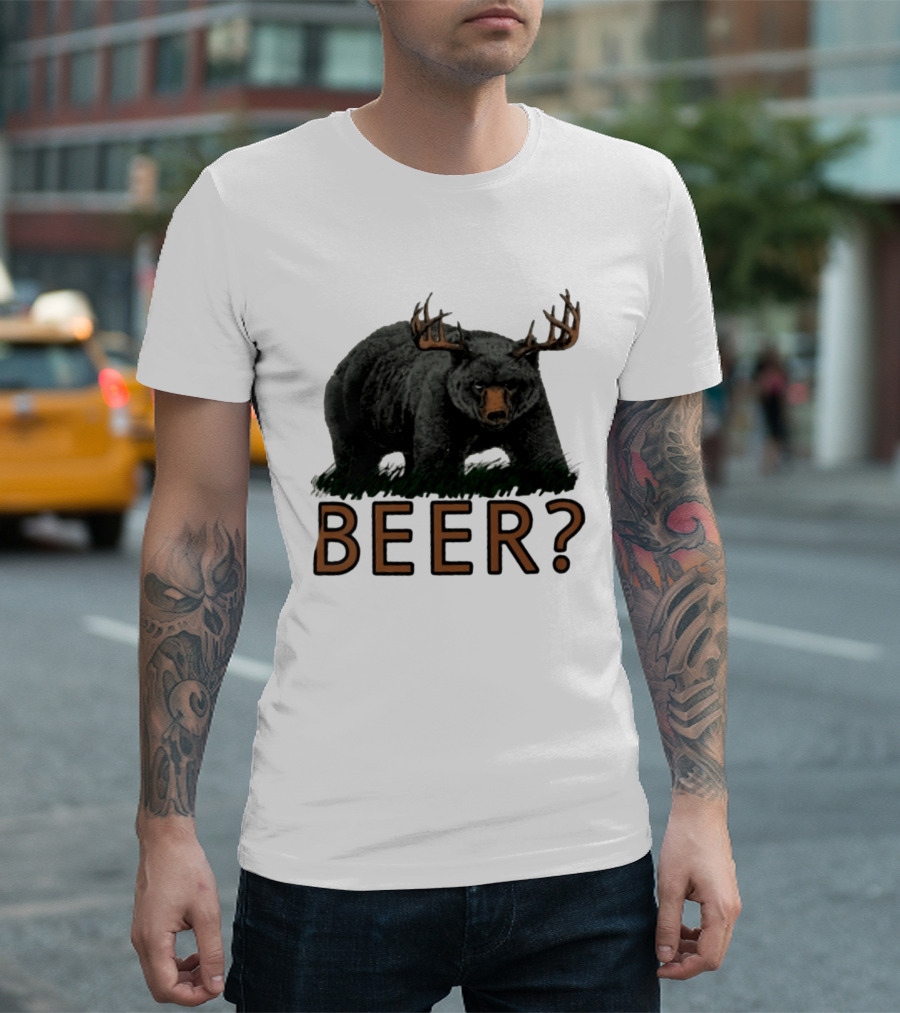 Bear With Antlers Beer T-Shirt