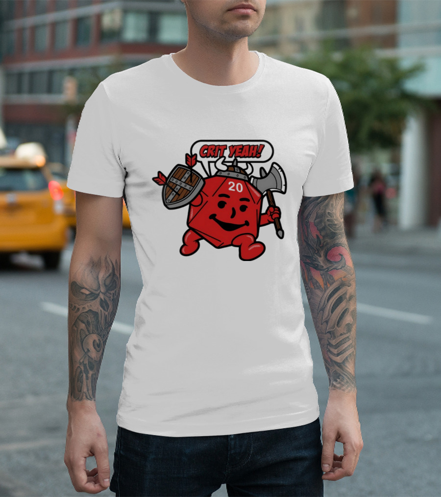 Crit Yeah D20 Viking Dice With Axe And Shield T-Shirt
