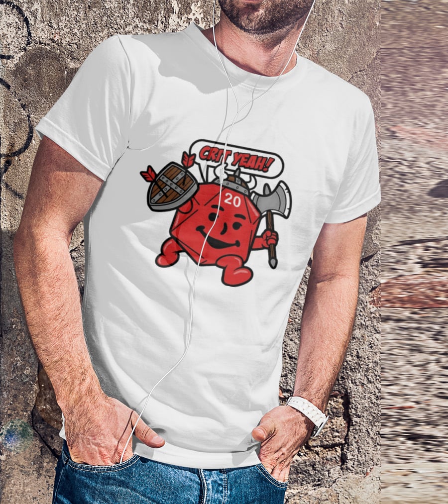Crit Yeah D20 Viking Dice With Axe And Shield T-Shirt