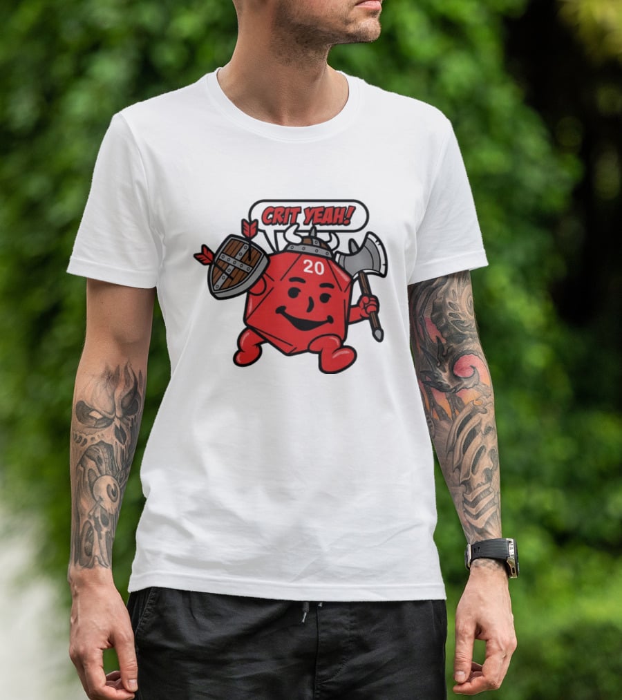 Crit Yeah D20 Viking Dice With Axe And Shield T-Shirt