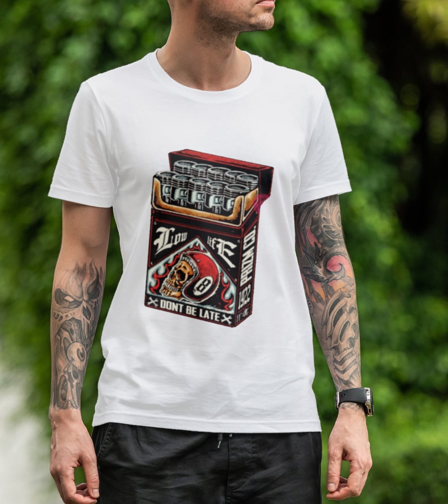 Low Life Prizm Co Don't Be Late Skull Helmet Pistons Pack T-Shirt