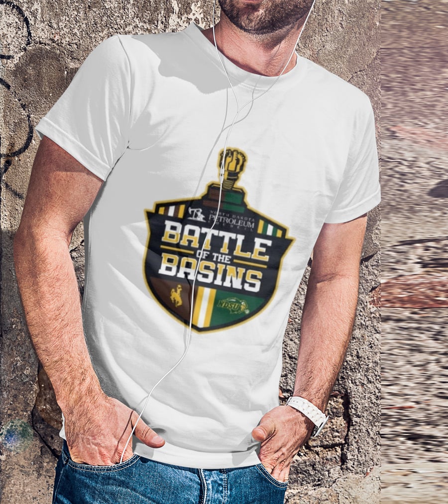 North Dakota Petroleum Council Battle Of The Basins Wyoming Cowboys Vs North Dakota State Bison T-Shirt