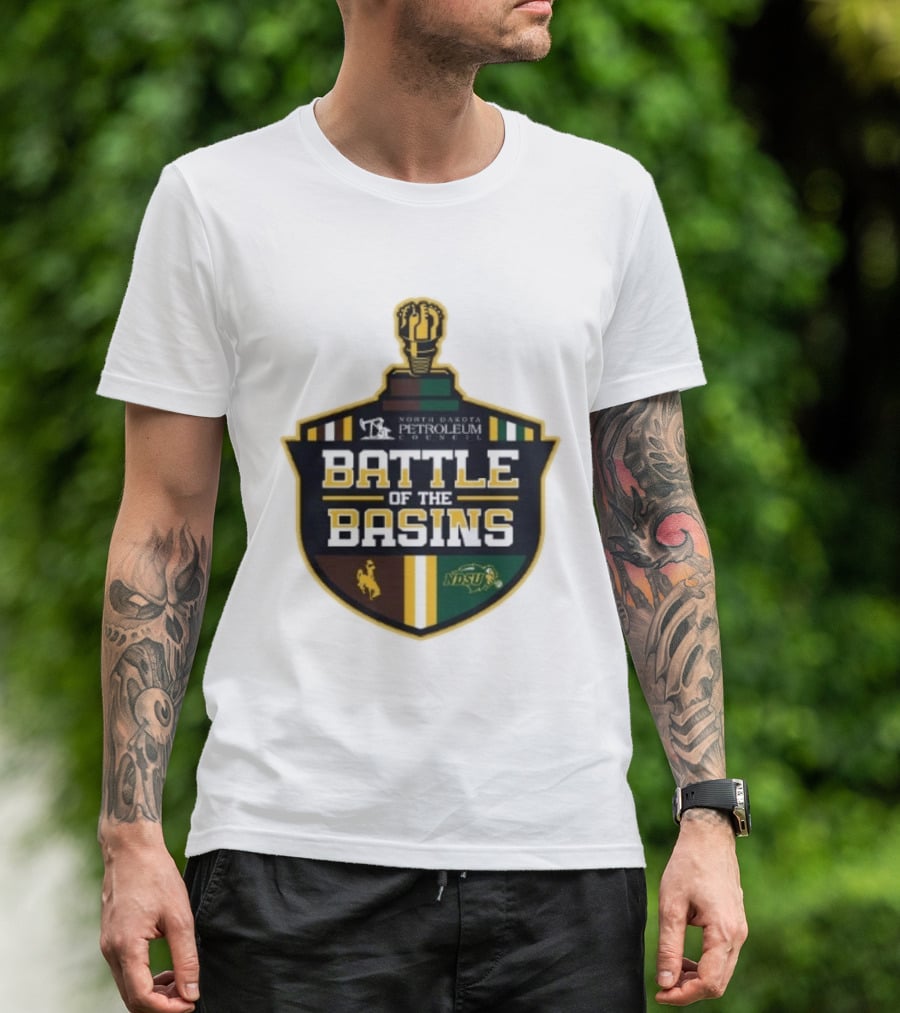 North Dakota Petroleum Council Battle Of The Basins Wyoming Cowboys Vs North Dakota State Bison T-Shirt