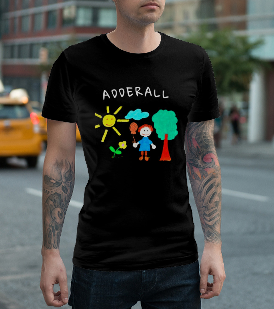 Childhood ADHD Awareness Adderall Child Drawing With Sun And Tree T-Shirt
