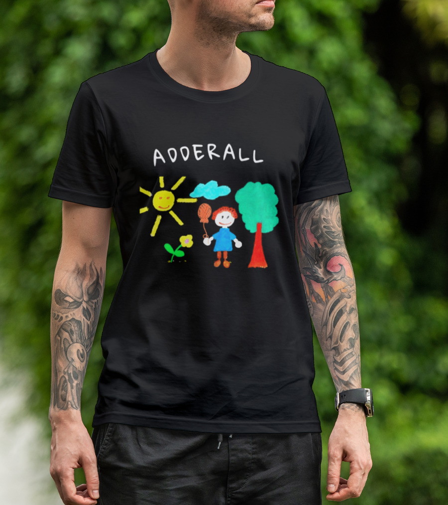 Childhood ADHD Awareness Adderall Child Drawing With Sun And Tree T-Shirt