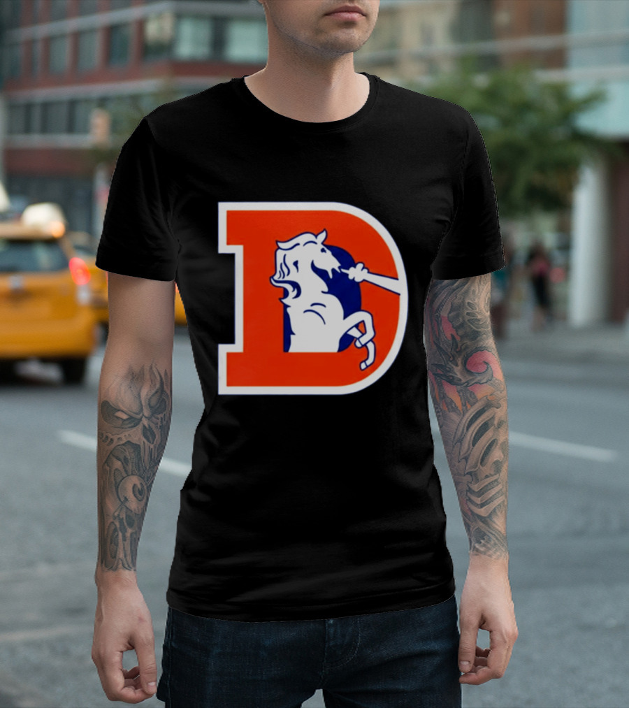 Bo Nix Broncos Old School Denver Horse Icon D T-Shirt