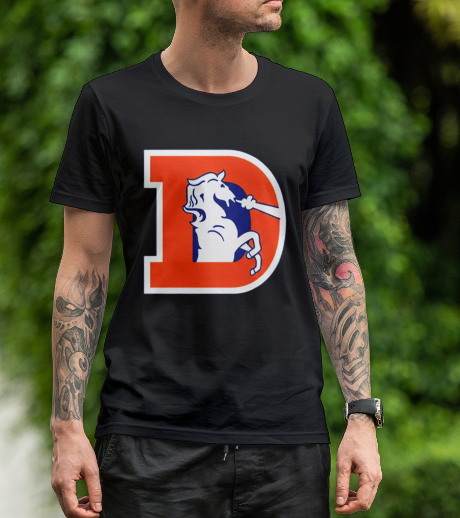 Bo Nix Broncos Old School Denver Horse Icon D T-Shirt