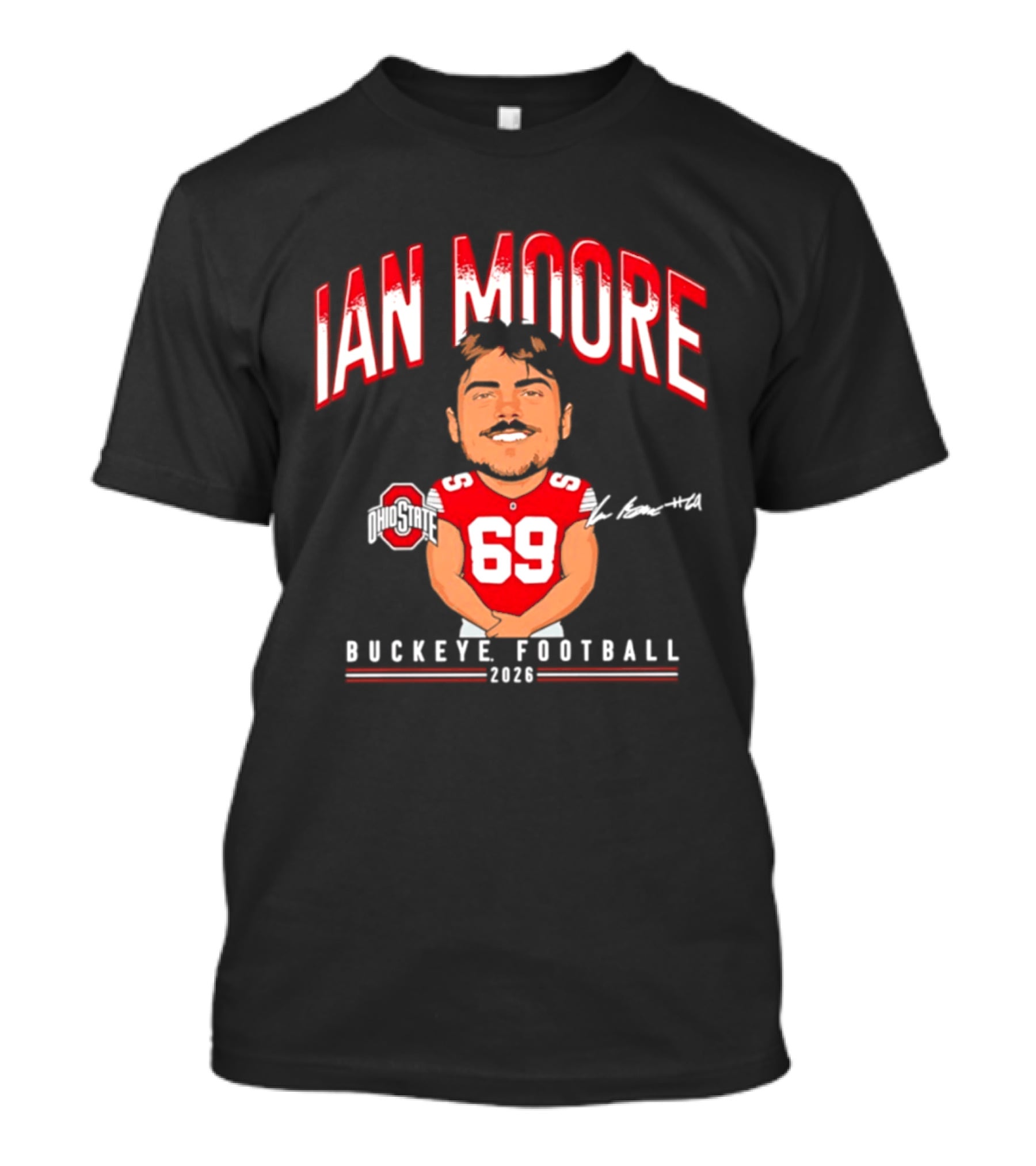 Ian Moore Ohio State Buckeyes Football 2024 Caricature 69 T-Shirt