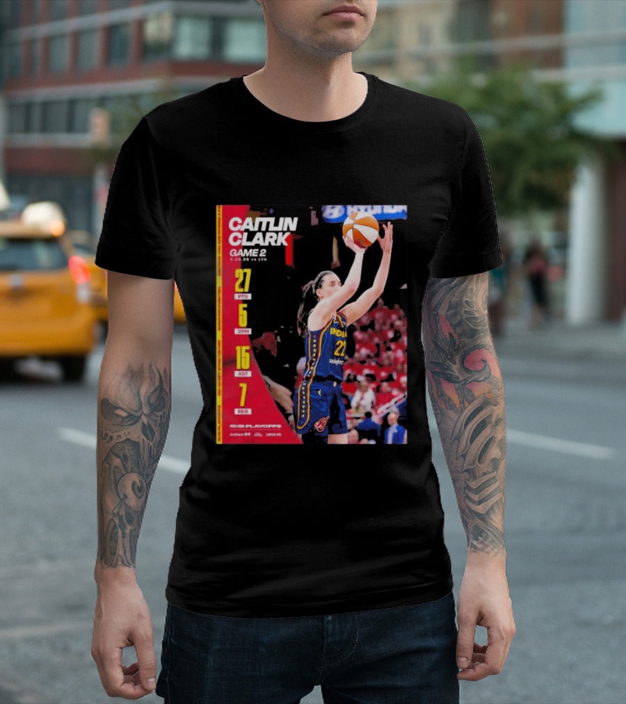 Caitlin Clark Game 2 Stats 9.02.26 Vs LVA 27 PTS 5 3PM 15 AST 7 REB T-Shirt