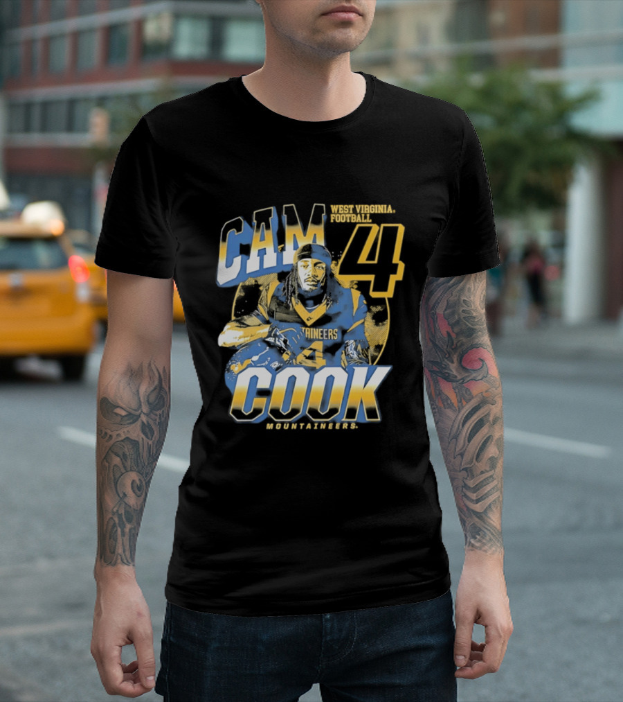 Cam 4 Cook West Virginia Football Mountaineers T-Shirt