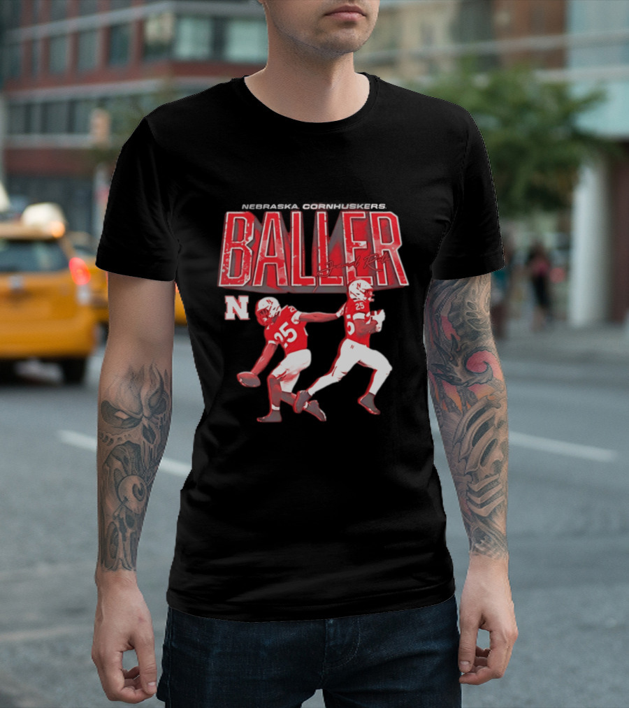 Baller Jamal Rule Nebraska Cornhuskers 25 Graffiti T-Shirt
