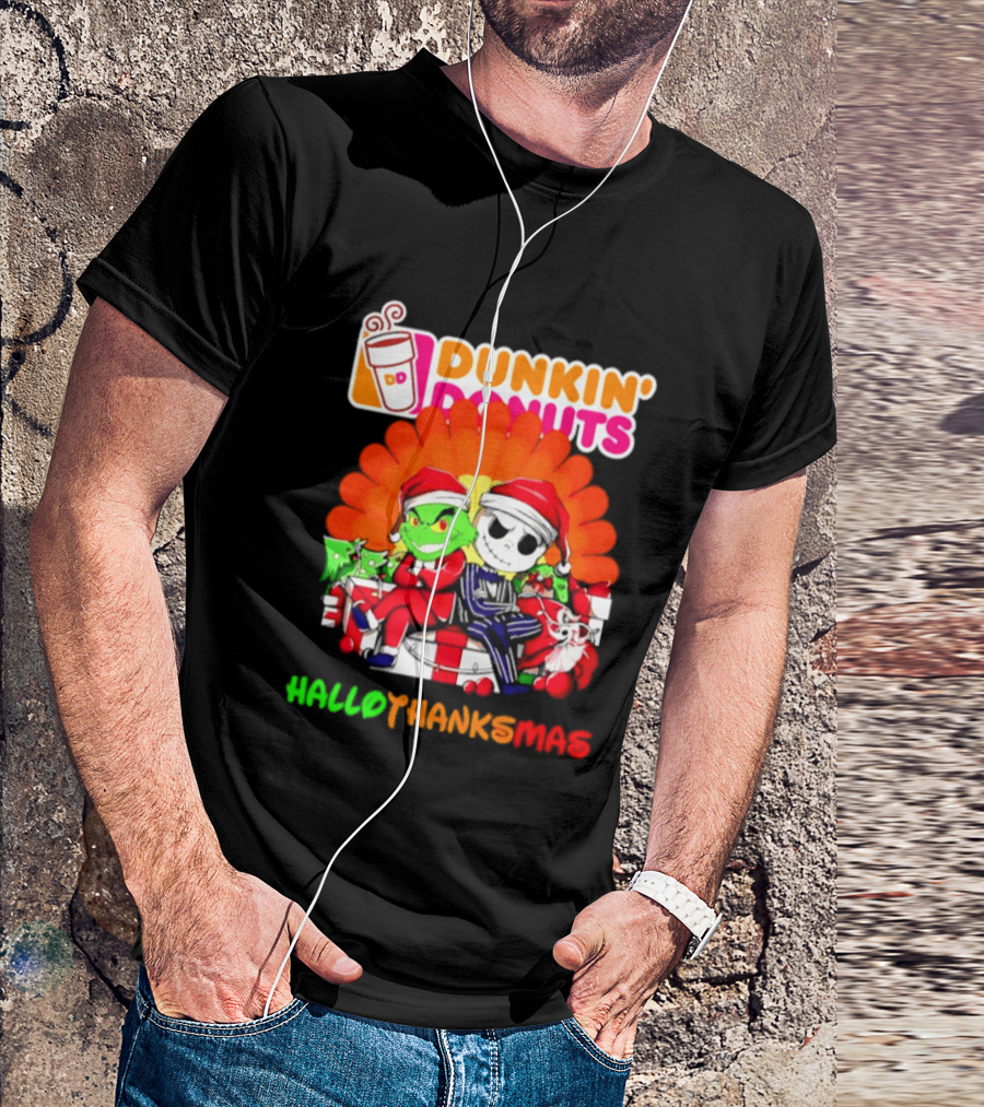 Dunkin' Donuts Grinch Jack Skellington Hallothanksmas 2026 T-Shirt