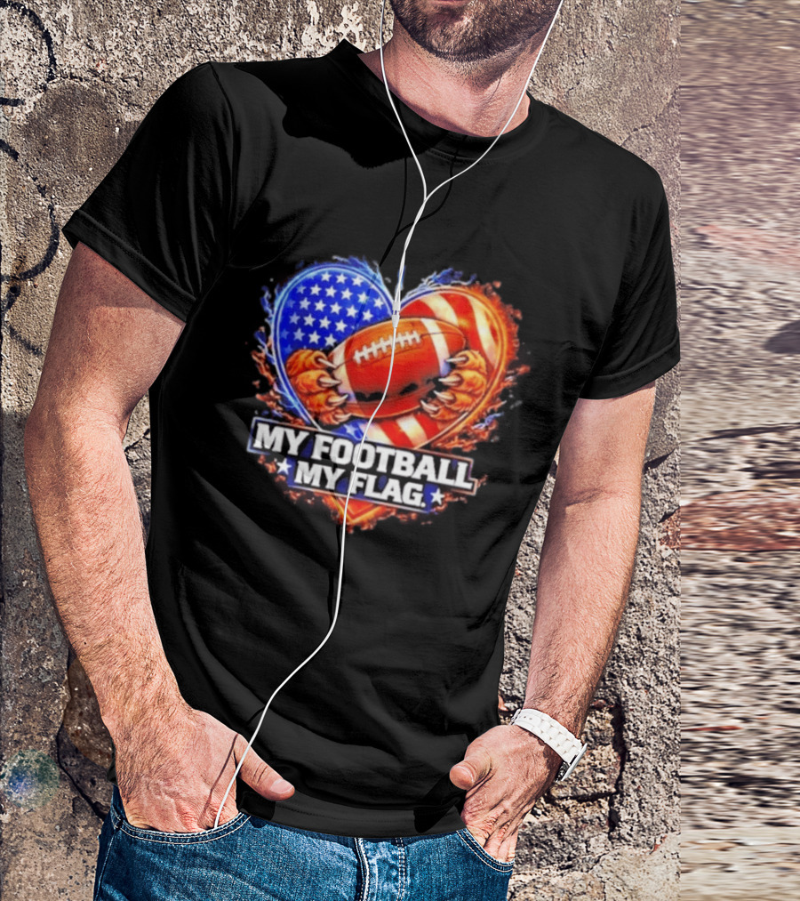 Heart American Football 2026 Season My Football My Flag T-Shirt