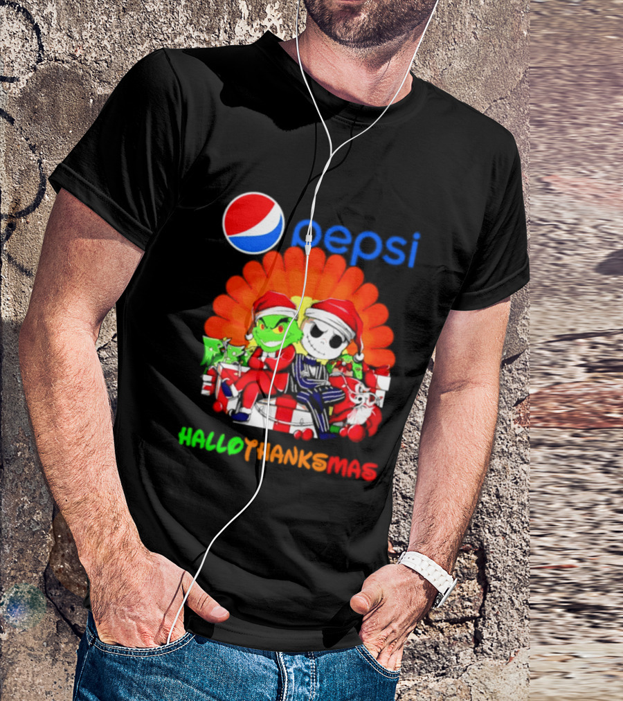 Pepsi Grinch Jack Skellington Hallothanksmas 2026 Holiday Mashup T-Shirt