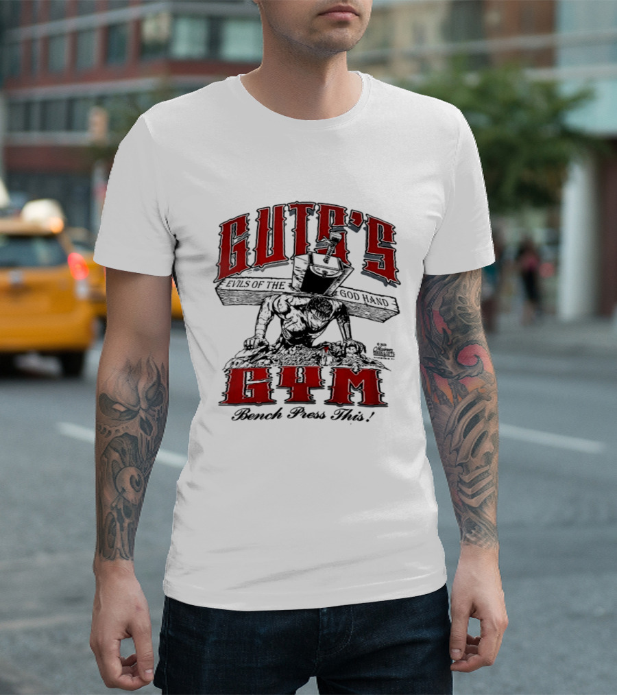 Guts's Evils Of The God Hand Gym Bench Press This All Pain No Gain Berserk 2 Sided T-Shirt