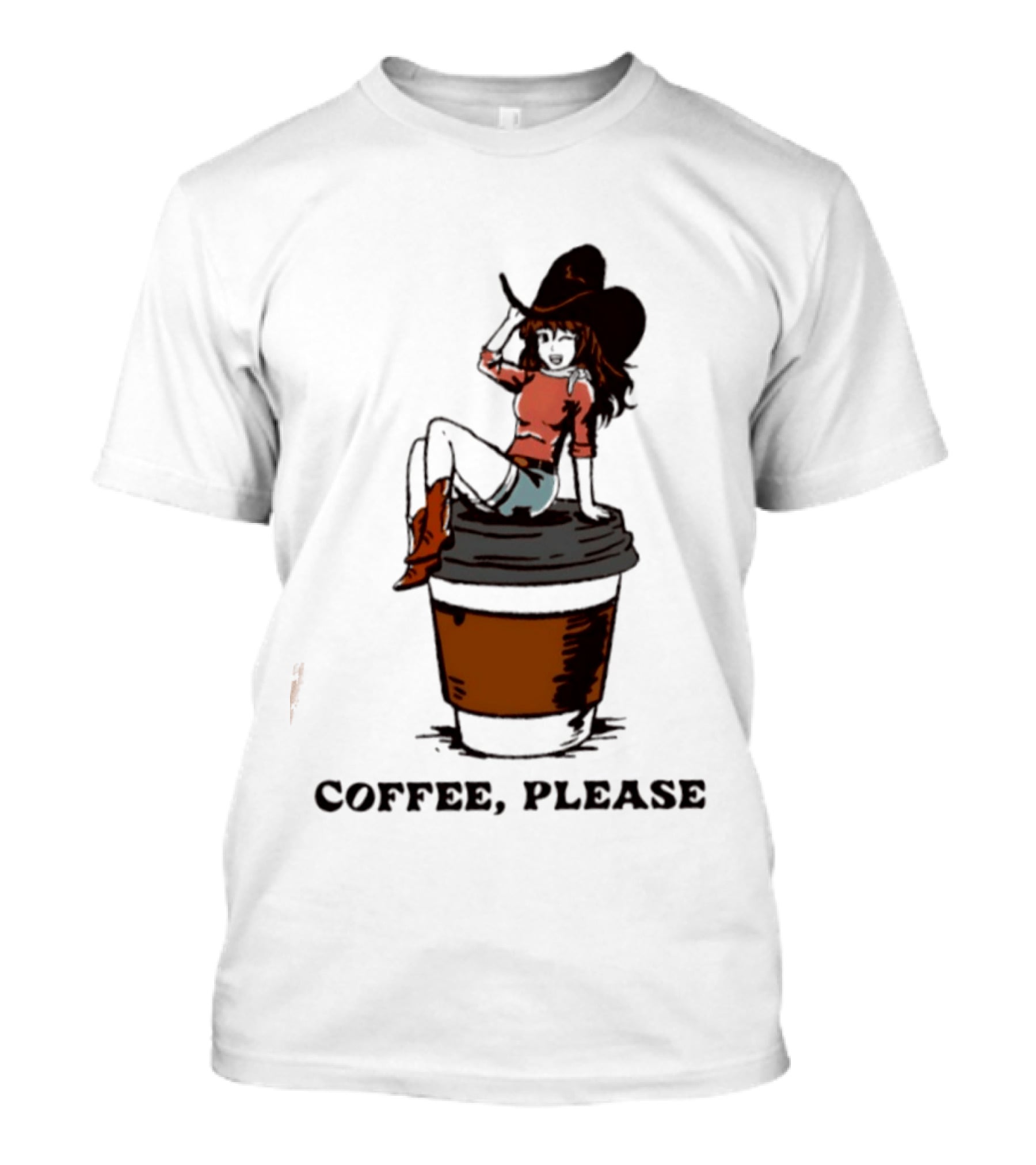 Cowgirl Coffee Please Western Caffeine Cartoon T-Shirt