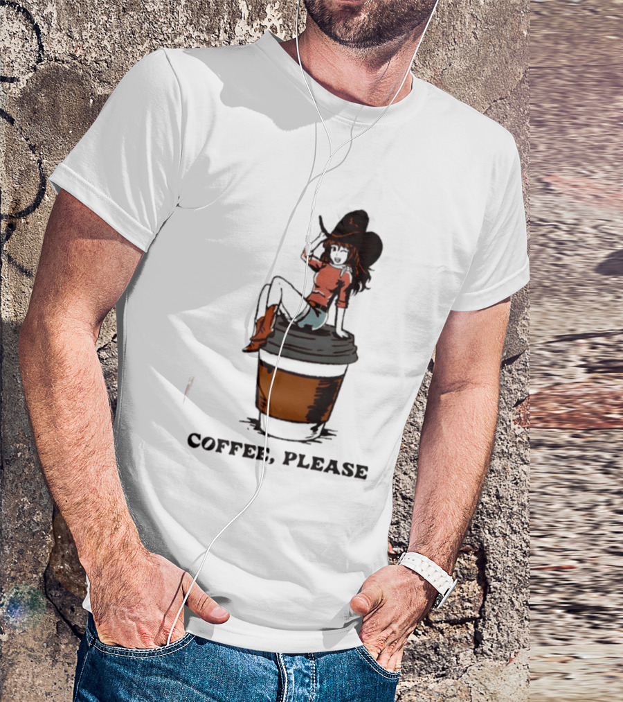 Cowgirl Coffee Please Western Caffeine Cartoon T-Shirt