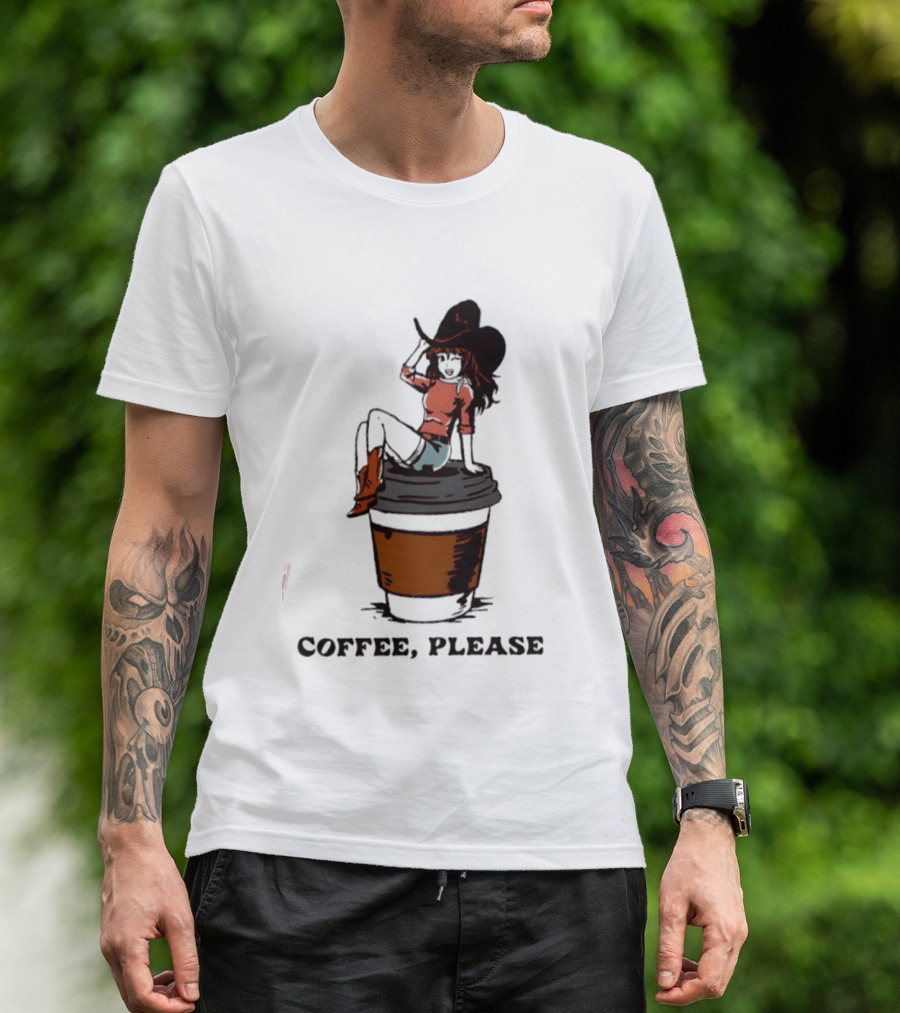 Cowgirl Coffee Please Western Caffeine Cartoon T-Shirt