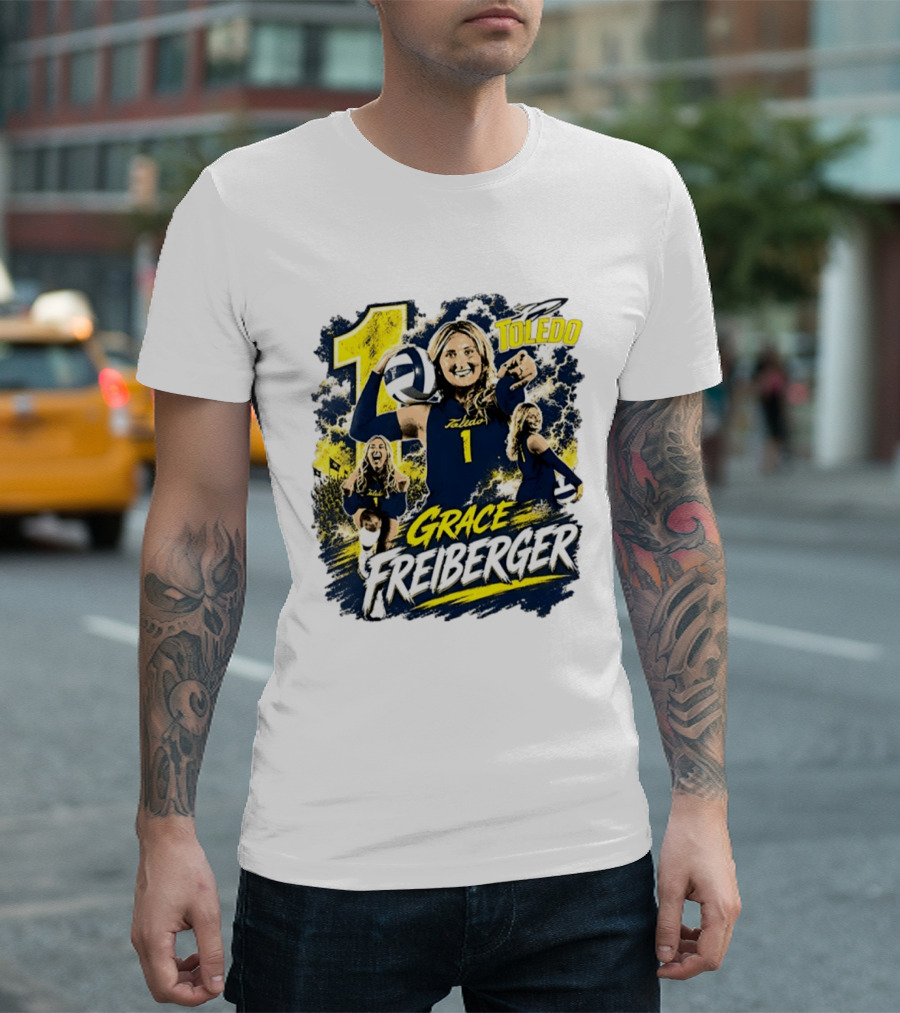 Grace Freiberger Toledo Rockets Volleyball NCAA Number 1 T-Shirt