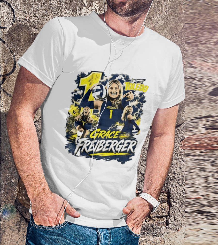Grace Freiberger Toledo Rockets Volleyball NCAA Number 1 T-Shirt