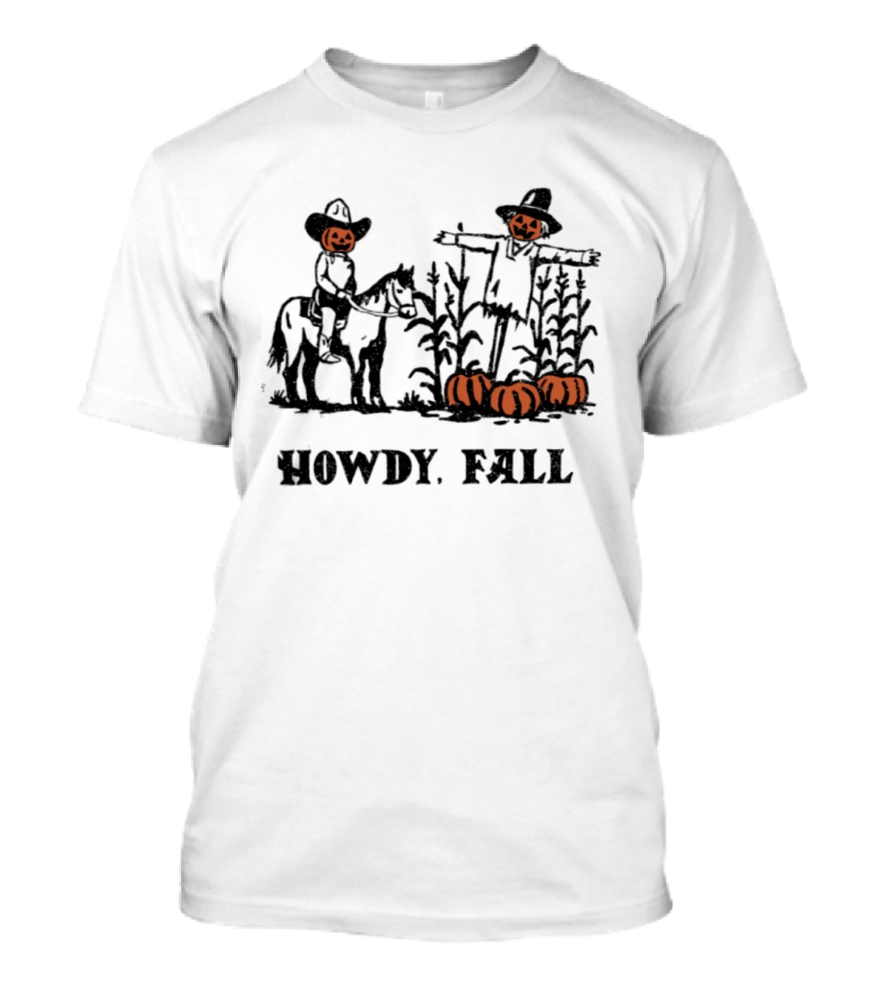 Howdy Fall Pumpkin Cowboy Scarecrow Autumn Horse Cornfield Patch T-Shirt