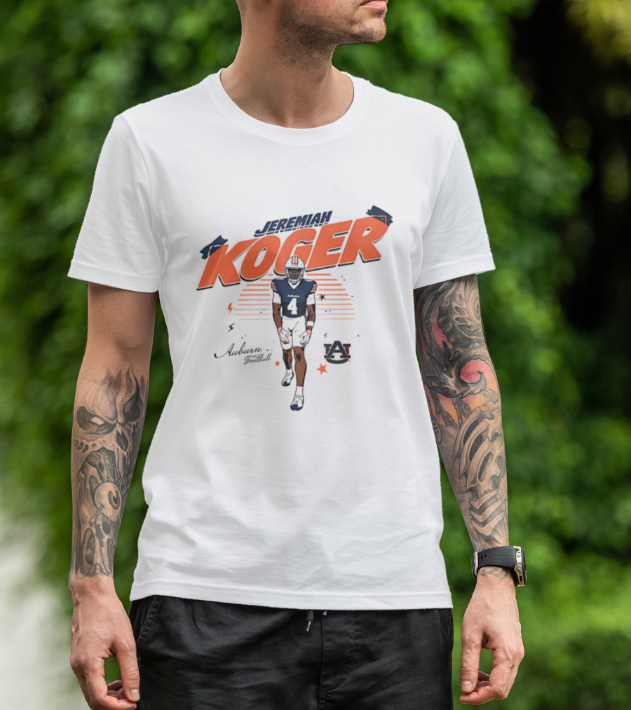 Jeremiah Koger Auburn Tigers NCAA Football Number 4 Helmet Sports Star T-Shirt