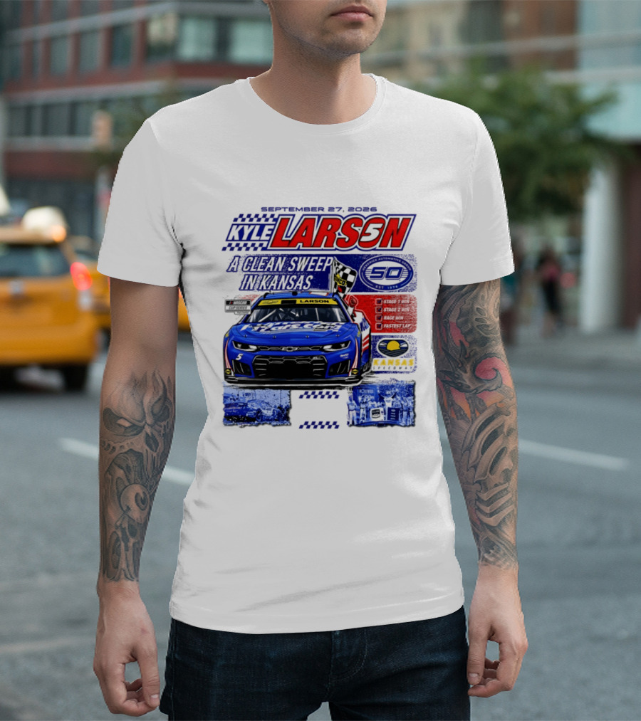Kyle Larson A Clean Sweep In Kansas September 17 2026 T-Shirt