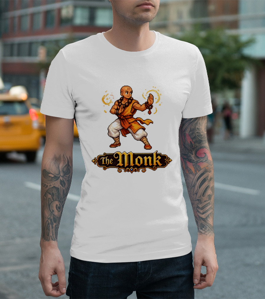 The Monk Pixel Fantasy Martial Arts T-Shirt