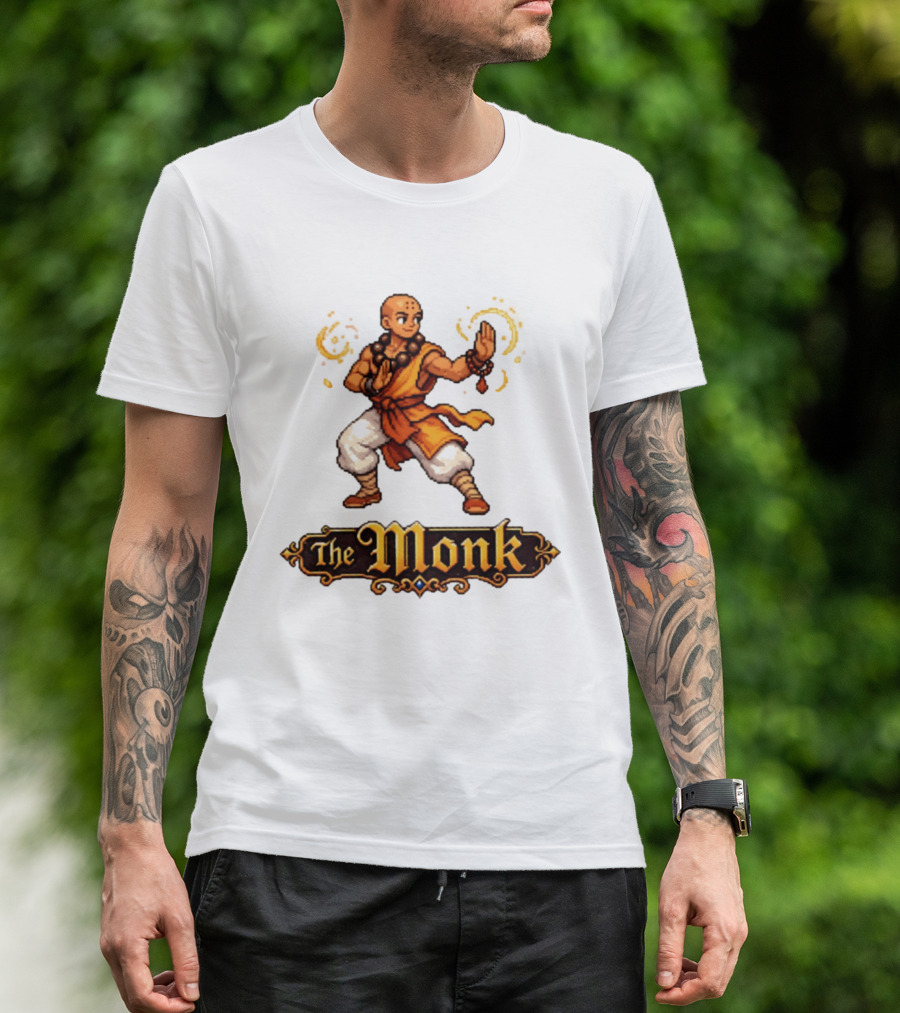 The Monk Pixel Fantasy Martial Arts T-Shirt