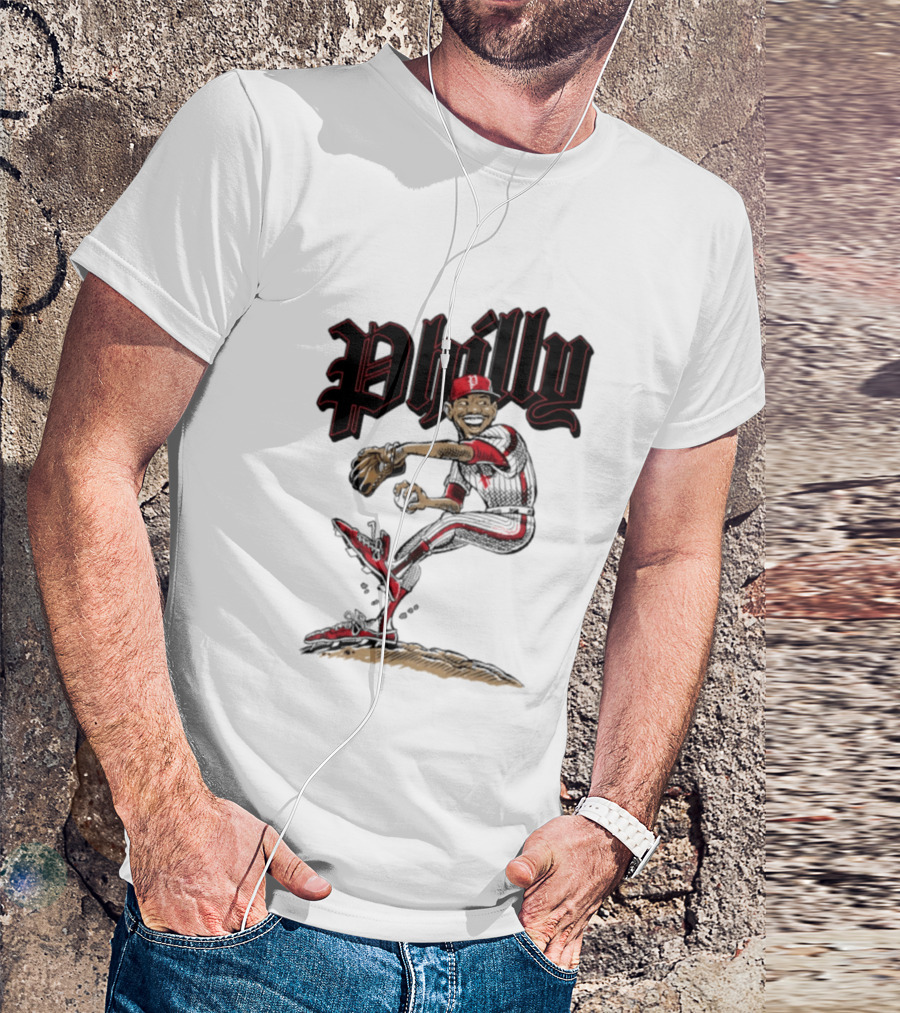 Philly Baseball Player Caricature T-Shirt