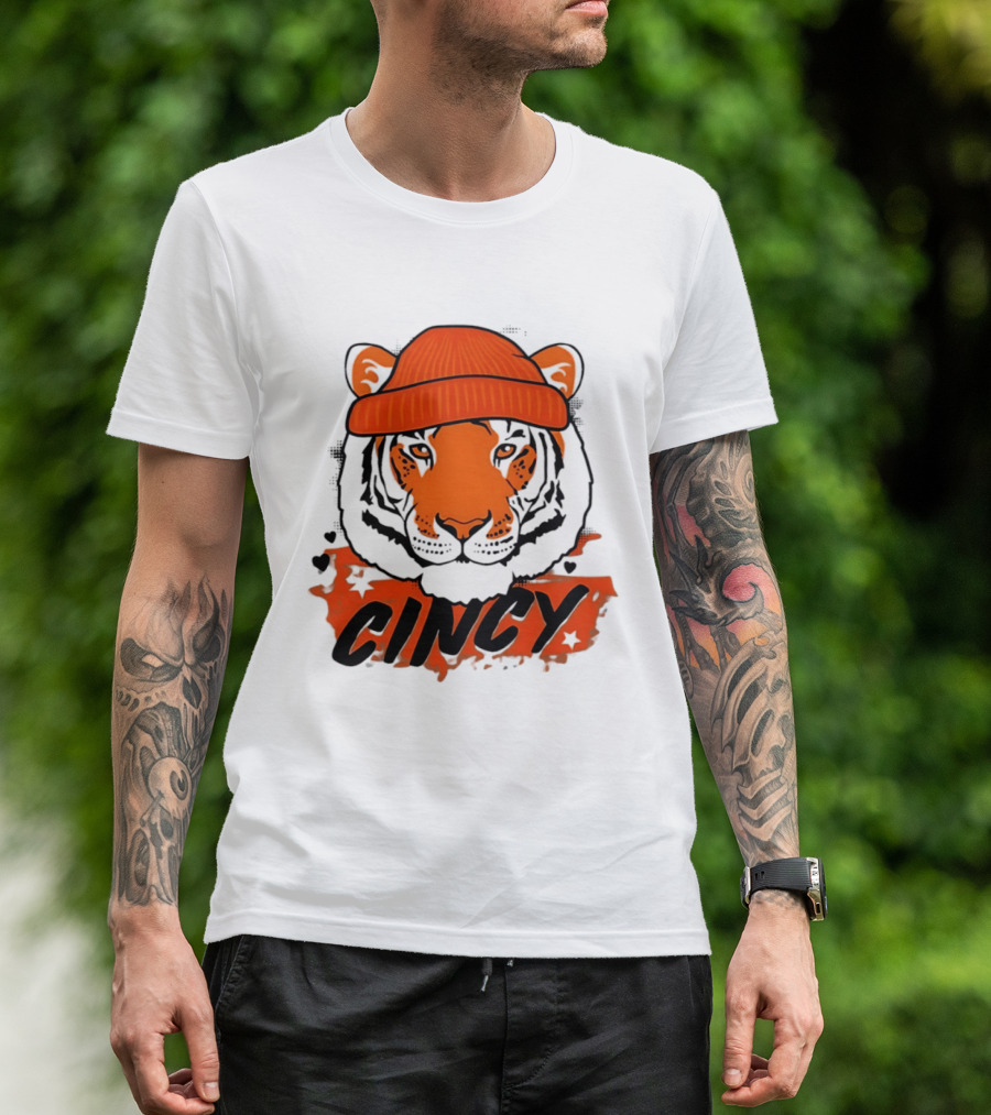 Cincy Tiger Beanie Cincinnati Bengals Football T-Shirt