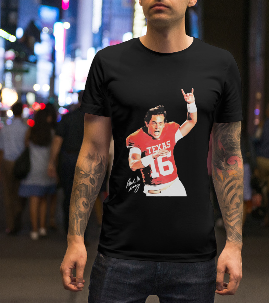 Arch Manning Texas Longhorns 16 Rock Hand Gesture T-Shirt