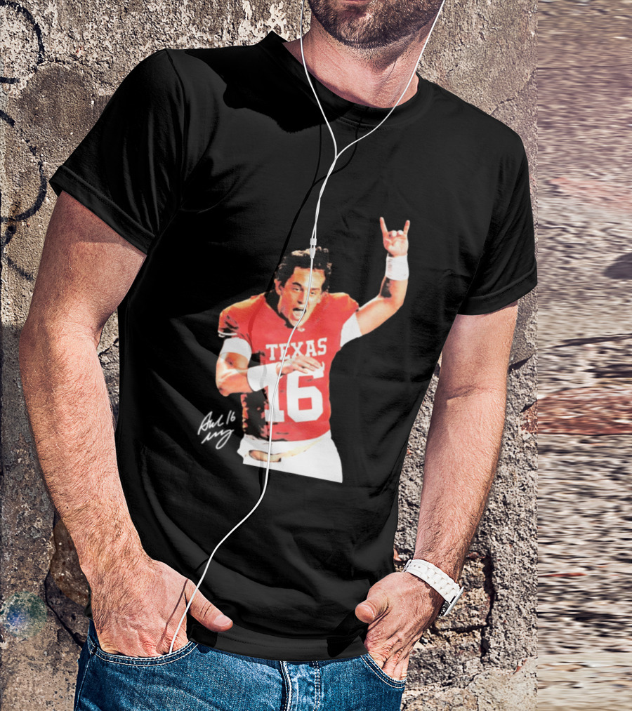 Arch Manning Texas Longhorns 16 Rock Hand Gesture T-Shirt