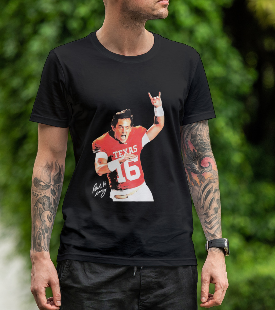 Arch Manning Texas Longhorns 16 Rock Hand Gesture T-Shirt