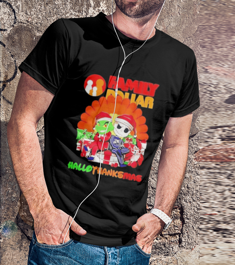 Family Dollar Grinch Jack Skellington Hallothanksmas 2026 T-Shirt