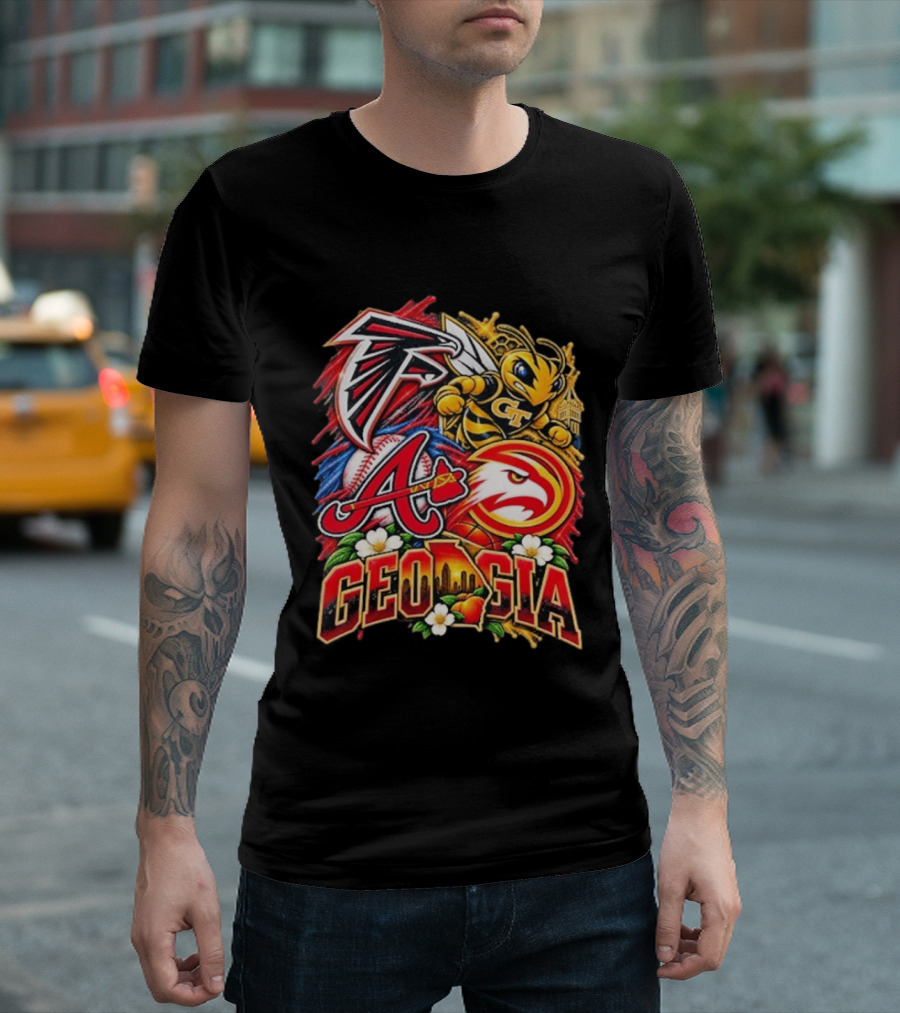 Atlanta Falcons Braves Georgia Tech Yellow Jackets Hawks Georgia Sports Teams T-Shirt