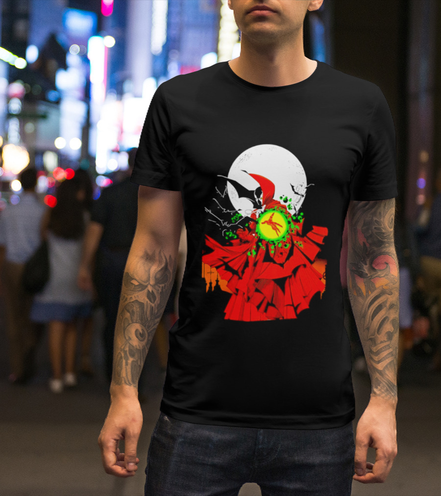 Graveyard Shift Whitegold Industries Spawn Halloween 2026 Full Red Moon T-Shirt