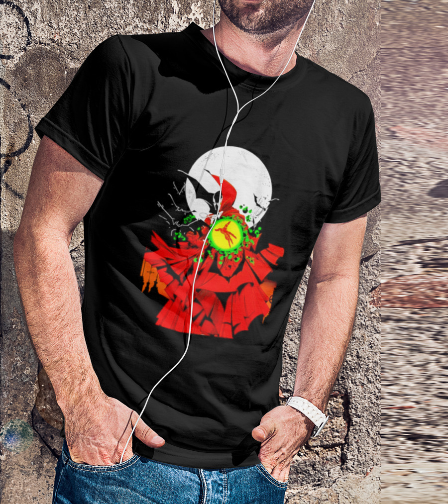 Graveyard Shift Whitegold Industries Spawn Halloween 2026 Full Red Moon T-Shirt